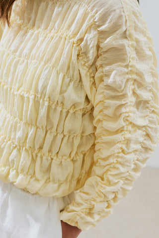 Crinkled-Effect Blouse Soft Yellow