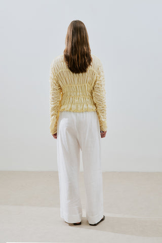 Crinkled-Effect Blouse Soft Yellow