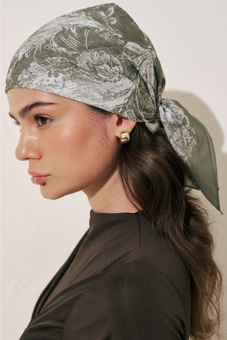 Patterned Cotton Scarf Agatha Beige