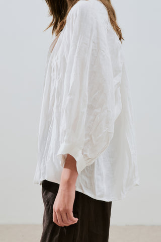 Crushed Linen Button Blouse Ecru