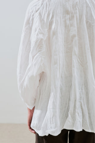 Crushed Linen Button Blouse Ecru