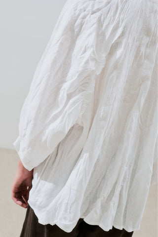 Crushed Linen Button Blouse Ecru