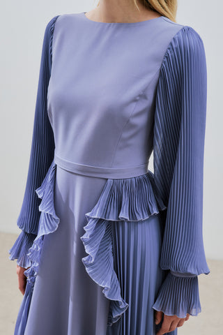 Tiered Pleated Dress Lilac