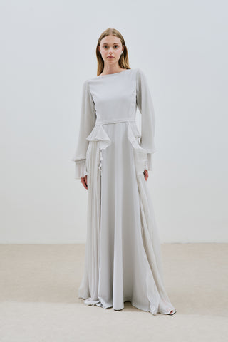 Tiered Pleated Dress Stone