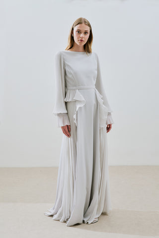 Tiered Pleated Dress Stone