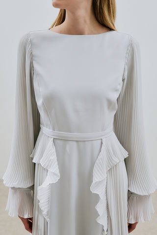 Tiered Pleated Dress Stone