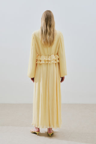 Mila Pleated Tiered Dress Soft Yellow