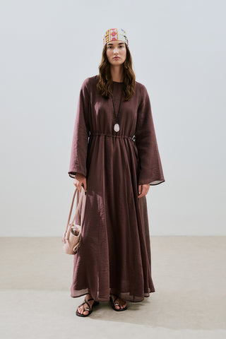 Adjustable Waist Maxi Dress Burgundy