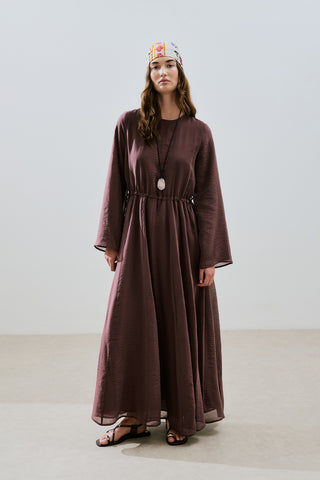 Adjustable Waist Maxi Dress Burgundy