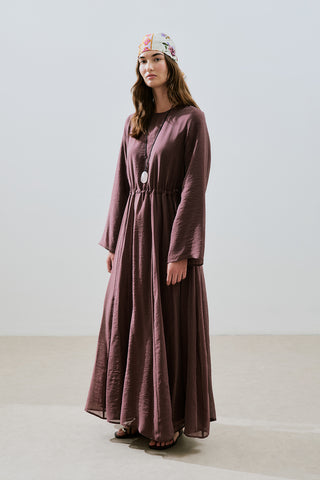 Adjustable Waist Maxi Dress Burgundy