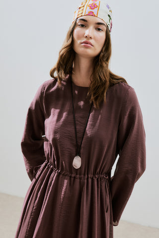 Adjustable Waist Maxi Dress Burgundy