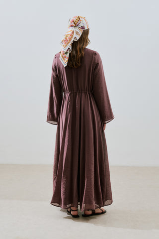 Adjustable Waist Maxi Dress Burgundy