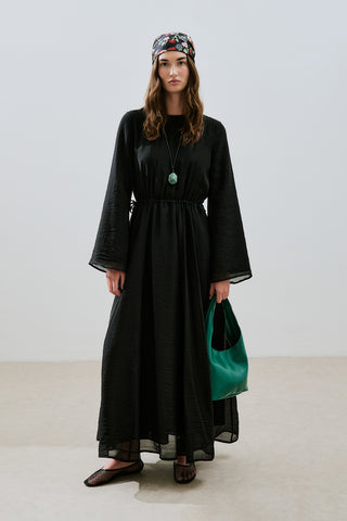 Adjustable Waist Maxi Dress Black