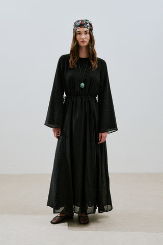 Adjustable Waist Maxi Dress Black
