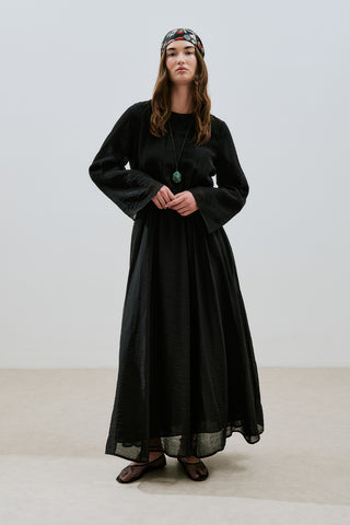 Adjustable Waist Maxi Dress Black