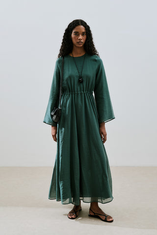Adjustable Waist Maxi Dress Green
