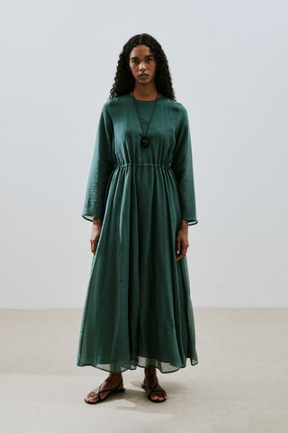 Adjustable Waist Maxi Dress Green