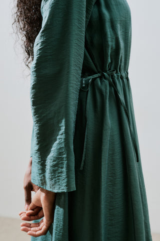 Adjustable Waist Maxi Dress Green