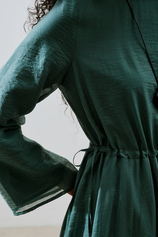 Adjustable Waist Maxi Dress Green