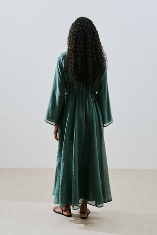 Adjustable Waist Maxi Dress Green