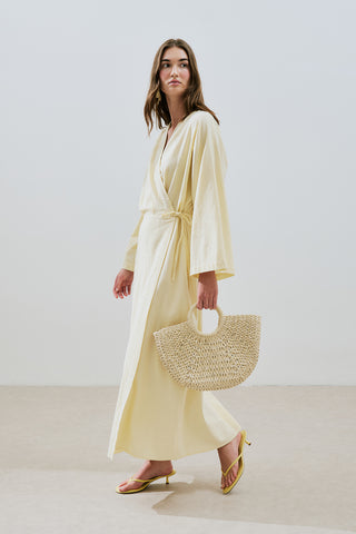 Textured Wrap Dress Yellow