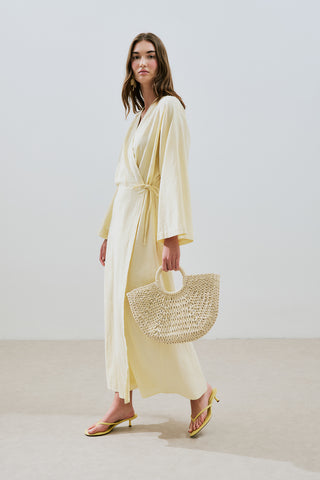 Textured Wrap Dress Yellow