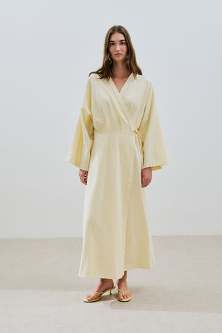 Textured Wrap Dress Yellow