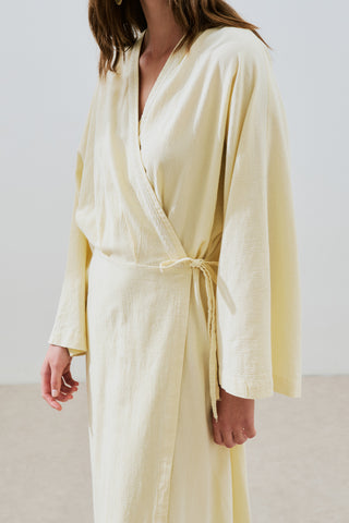Textured Wrap Dress Yellow