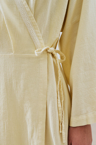 Textured Wrap Dress Yellow