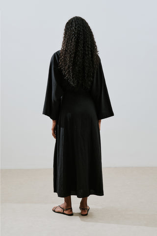 Textured Wrap Dress Black