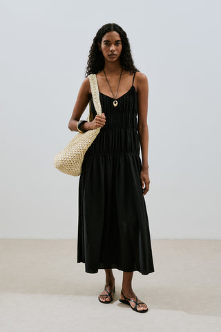 Textured Ruched Dress Black