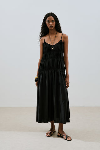 Textured Ruched Dress Black