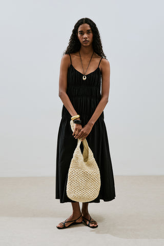 Textured Ruched Dress Black