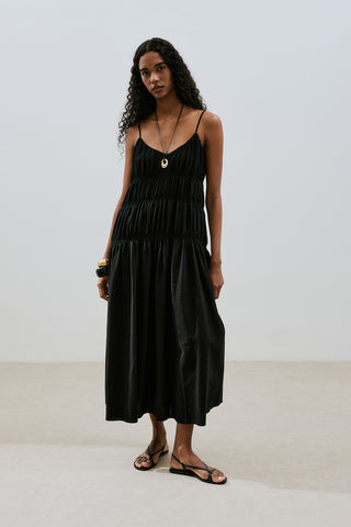 Textured Ruched Dress Black