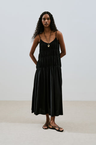 Textured Ruched Dress Black