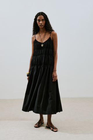 Textured Ruched Dress Black