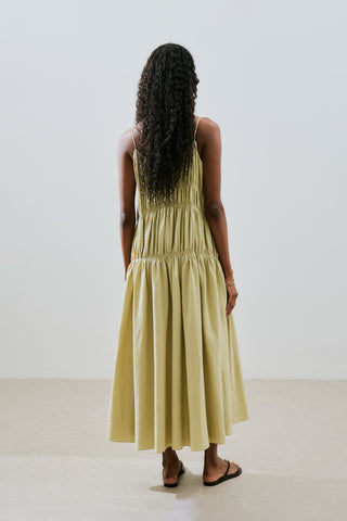 Textured Ruched Dress Soft Green