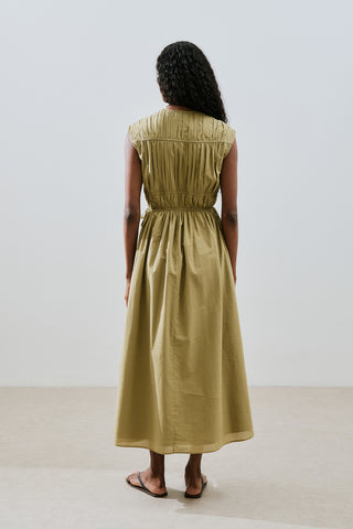 Ruched Tie Detail Dress Sand