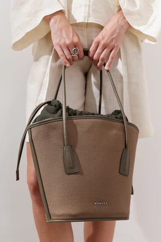 Canvas Bucket Bag Brown