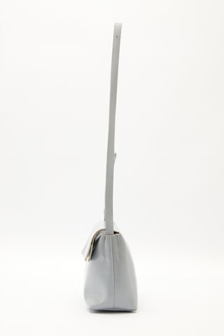 Faux Leather Flap Bag Blue