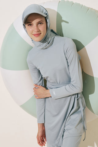 Wrap Skirt Swim Dress Blue