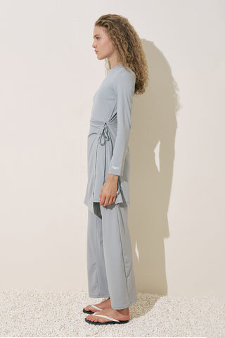 Wrap Skirt Swim Dress Blue
