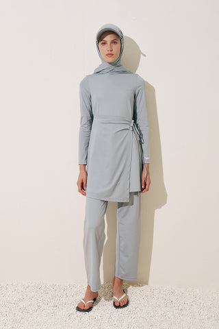 Wrap Skirt Swim Dress Blue