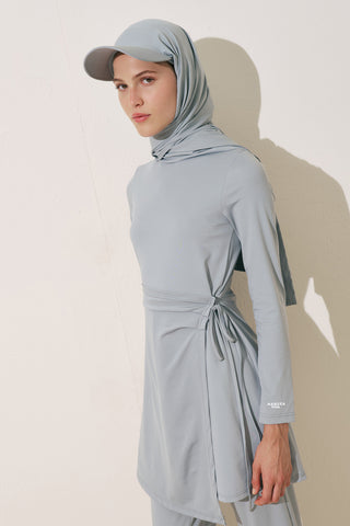 Wrap Skirt Swim Dress Blue