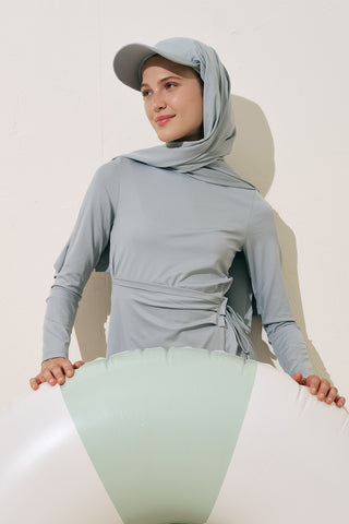 Wrap Skirt Swim Dress Blue