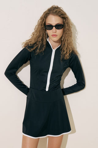 Striped Surf Suit Black