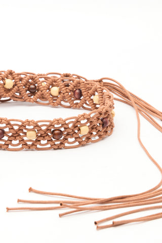 Rope-Tie Braided Belt Brown