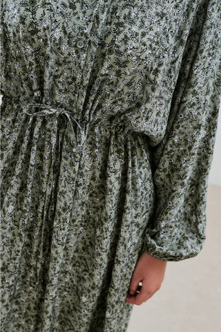 Patterned Viscose Tie Dress Lily Sage