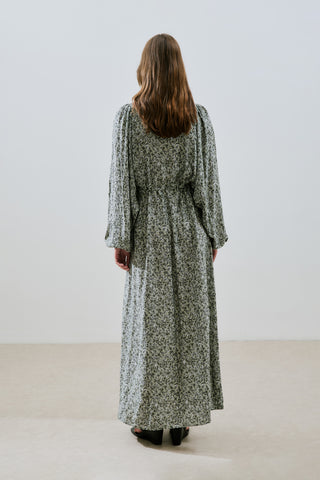 Patterned Viscose Tie Dress Lily Sage