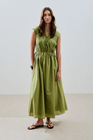 Ruched Tie Detail Dress Green